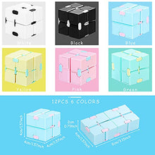 Load image into Gallery viewer, 12 Pieces Infinity Cube Mini Fidget Blocks Mini Infinity Cube Desk Toy Sensory Tool Fidget Blocks Magic Puzzle Flip Cube for Teens Adults Birthday Favors (Macarons)
