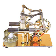 Load image into Gallery viewer, HMANE Metal Hot Double Cylinder Stirling Engine Model Bulb External Combustion Heat Steam Power Physics Science Experiment Engine Model

