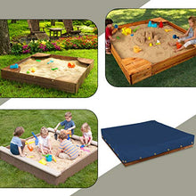 Load image into Gallery viewer, Sandbox Cover 18 Oz Waterproof - Sandpit Cover 100% Weather Resistant with Air Pocket &amp; Elastic for Snug Fit (78&quot; W x 78&quot; D x 8&quot; H, Blue)
