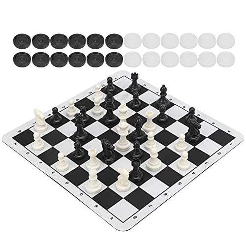 FECAMOS Portable Travel Games Intelligent Toy, Light in Weight 2 in 1 Chess Draughts Set Strong and Durable for Classroom for Children
