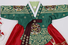 Load image into Gallery viewer, Girl Baby First Birthday Party Celebration Hanbok Korean Traditional Costumes Green Red Gold Print 100th - 10 Ages ehg01 (2 ages hanbok full set)
