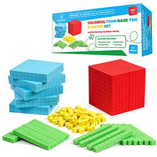 Load image into Gallery viewer, Simply Magic 131 PCS Foam Base Ten Blocks for Math - Place Value Blocks, Base 10 Math Manipulatives K-3, Math Counters, Number Blocks, Math Cubes, Kids Counting Blocks, Kindergarten 1st 2nd 3rd Grade
