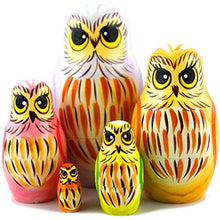 Load image into Gallery viewer, Owl Art Toy - Russian Nesting Dolls Owl Decorations for Home Shelf Decor Accents - Wood Owl Statue Pcs - Owl Gifts Decor Figurines 5 pcs
