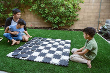 Load image into Gallery viewer, SWOOC Games - 2-in-1 Reversible Giant Checkers &amp; Tic Tac Toe Game ( 4ft x 4ft ) - 100% High Density EVA Foam Mat &amp; Pieces - Extra Large Checkers with Jumbo Checkerboard and Yard Size Tic Tac Toss
