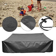 Load image into Gallery viewer, Oslimea Sandbox Cover with Drawstring, Square Dustproof Protection Beach Sandbox Canopy, Waterproof Sandpit Pool Cover Green (59.05&quot; x 59.05&quot;, Black)
