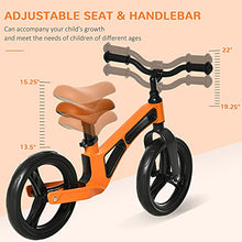 Load image into Gallery viewer, Qaba Kids Balance Bike Lightweight Toddler Bike with Adjustable Seat and Handlebar, No Pedal Magnesium Alloy Bicycle with Footrest for 2-5 Years Orange
