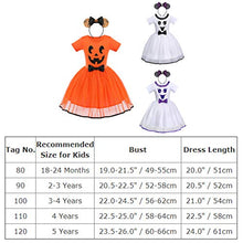 Load image into Gallery viewer, Toddler Kids Baby Girls Pumpkin Dress Halloween Christmas Fancy Dress up Costume Princess Pageant Birthday Party Tutu Tulle Skirt with Spider Bow Headband Outfit Set Orange + Black Pumpkin 18-24M
