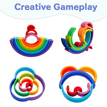 Load image into Gallery viewer, Rainbow Stacking Toy 10 Layer Arch Shape Silicone Nesting Puzzle Blocks Baby Stacking Toy Montessori Baby Toy for Kids 0-3 Years Old Teether Gifts for Toddlers (Colorful Rainbow)

