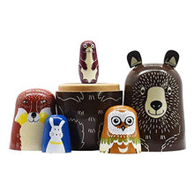 Load image into Gallery viewer, Russian Nesting Dolls Bear Wooden Matryoshka Dolls for Kids Tphon Handmade Cute Cartoon Animals Pattern Nesting Doll Toy Stacking Doll Set of 5
