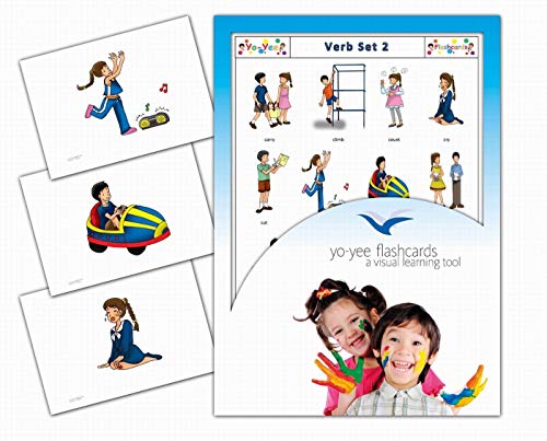 Yo-Yee Flash Cards - Verbs Flashcards for Preschoolers, Toddlers, Kids, and Adults - Set 2 - Vocabulary Picture Cards with Teaching Activities and Game Ideas