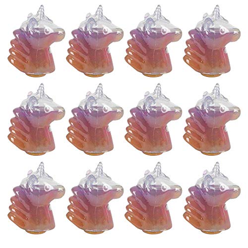 Kicko Rainbow Unicorn Slime - Pack of 12 Colored Gooey Slimes with 3.5 Inch Unicorn-Shaped Container - Good for Party Favors, Kids, Squishing and Squashing, Stress Reliever, Educational Toy