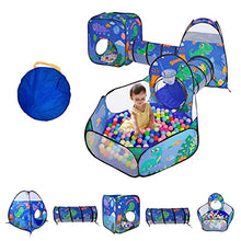 Load image into Gallery viewer, TTLOJ 5PC Dinosaur Kids Play Tent with Ball Pit, Crawl Tunnel, Toddlers Playhouse Castle Toys, Baby Boys Girls Gift for 3 4 5 6 7 Years Old, Outdoor Indoor, Lightweight (Balls Not Included)
