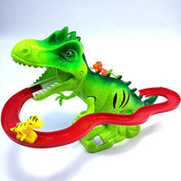 Hengyun Children Electric Tracks Climb Stair Dinosaur Toys Glowing with Sound Animals Model (Green)