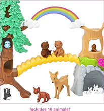 Load image into Gallery viewer, Barbie Wilderness Guide Interactive Playset with Blonde Barbie Doll (12-in), Outdoor Tree, Bridge, Overhead Rainbow, 10 Animals &amp; More, Great Gift for Ages 3 Years Old &amp; Up
