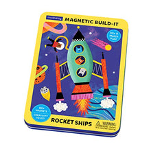 Load image into Gallery viewer, Mudpuppy Rocket Ships Magnetic Build-It Game  Magnetic Toys for Ages 4+, Fun &amp; Compact Travel Activity for Kids, Includes 60+ Magnets and Durable Storage Tin
