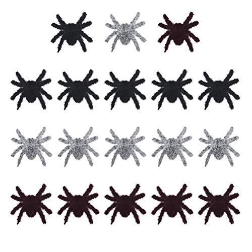 KESYOO 18pcs Halloween Decor Flocking Simulation Spider Figurine Model Toy Kids Animal Toy Prank Prop(White+Brown+Black Spider, 6pcs for Each Color)