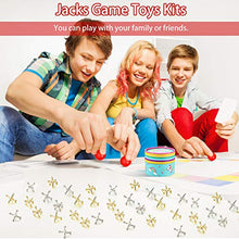 Load image into Gallery viewer, 4 Set Joyful Jacks Game Set Include 4 Pieces Bouncy Rubber Balls 40 Pieces Classic Jack Stones Gold and Silver Metal Jacks and Instructions for Boys Girls and Adults
