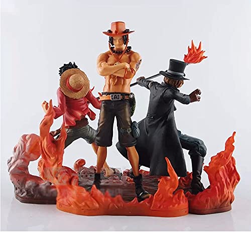 Kurrma One Piece Luffy/Ace/Sabo (6.6in/17cm) 3PC Three Brothers Combination Scene Demon Fruit Power PVC Boxed Cartoon Character Model/Statue Action Figure Collectibles/Gifts/Decoration