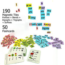 Load image into Gallery viewer, MFM TOYS Magnetic Phonic Word Builder ~ 170 Magnetic Tiles + 50 Flashcards (Does Not Include Magnetic Board) Ages 6+
