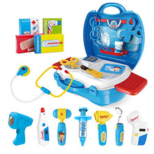 Load image into Gallery viewer, iBaseToy Doctor Kit for Kids, 27Pcs Pretend Medical Doctor Medical Playset with Electronic Stethoscope, Medical Kits Gift, Educational Doctor Toys for Toddler Boys Girls (Blue)
