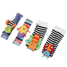 Load image into Gallery viewer, Gransun Infant Sock Hanging Toy, Bright Colors Environmentally Friendly Small Rattle Cloth Portable Healthy Baby Wrist Strap, for Infant Baby(A Set of Wristband Socks)
