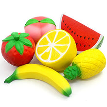 Load image into Gallery viewer, 6PCS Jumbo Squishies Slow Rising Strawberry Peach Banana Lemon Watermelon Pineapple Charms Fruit Squishies Cream Scented Stress Relief Kawaii Toys for Kids and Adults
