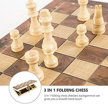 Load image into Gallery viewer, NUOBESTY Small Wooden Chess Set Multifunctional Black and White Checkers 3 in 1 Chess Folding Chess Travel Set
