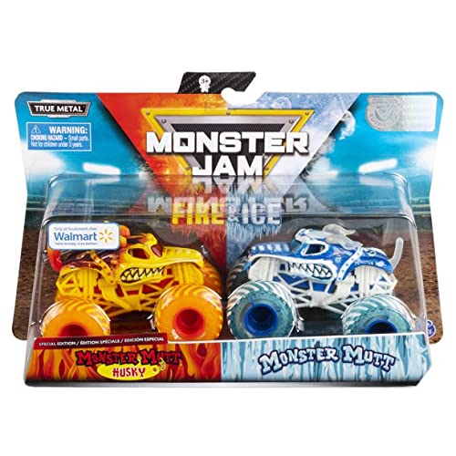 MonsterJam Monster Mutt Husky vs Monster Mutt, Fire & Ice Special Edition Double Pack (1:64 Scale)