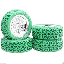 Load image into Gallery viewer, RC 2084-8019 Plating Wheel &amp; Rally Tires Green For HSP 1:10 On-Road Rally Car
