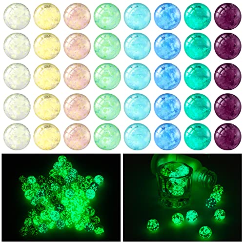 48 Pieces Marbles Glow in The Dark Marbles for Kids Mixed Colors Luminous Glass Marbles Runs for Kids Marble Games DIY and Home Decoration (0.8 cm/ 0.32 Inch)