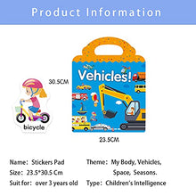 Load image into Gallery viewer, Educational Learning Toys Play Set Gift for Boys Girls, Reusable Reward Sheet Activity Stickers Book Quiet Book, 4 Sheet Waterproof Static Stickers Book Pack[My Body+Space+Vehicles+Seasons]

