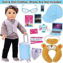Load image into Gallery viewer, ZITA ELEMENT 22 Pcs 18 Inch Boy Doll Clothes Suitcase Set for 18 Inch Boy Doll Accessories Travel Carrier Storage, Including Suitcase Pillow Blindfold Sunglasses Camera Computer
