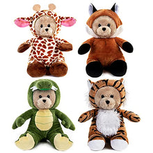 Load image into Gallery viewer, My OLi 7&quot; Stuffed Animal Teddy Bears Pack of 4 Plush Costumed Bears: Crocodile, Fox, Giraffe and Tiger with Fliptable Hats Gifts for Babies Kids Boys Girls
