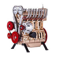Mini Inline Four Cylinder Engine Building Kit, High Difficult Assembly, Metal DIY Engine Model Toy Desk Decor