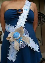 Load image into Gallery viewer, Baby Shower Mom To Be It&#39;s a Boy Sash Blue With Rattle, Ribbon and Corsage
