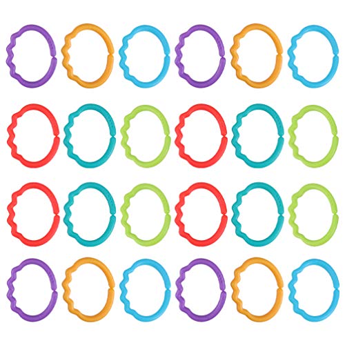 NUOBESTY Links Rings Toys Colorful Round Connecting Ring Hanging Stroller Attach Toys for Baby/ Infant/ Newborn/ Kids, 48pcs