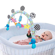 Load image into Gallery viewer, Caterbee Travel Arch Bassinet Toys for Infant &amp; Toddlers, Baby Stroller Toy Crib Accessory &amp; Pram Activity Bar Toy for Indoor and Outdoor (Elephant)
