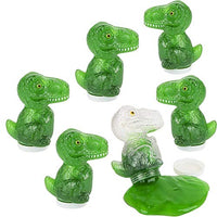 Kicko Dinosaur Slime - Pack of 6 Colored Gooey Slimes in Dino-Shaped Container - Good for Party Favors, Kids, Squishing and Squashing, Stress Reliever, Educational Toy - 4.5 Inch