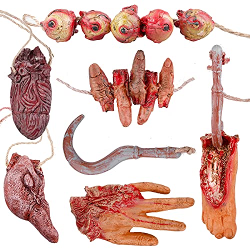ToLanbbt Halloween Scary Bloody Broken Body Parts, Fake Severed Hand Props Fits for Haunted House, Halloween Decorations Supplies (6pcs Body Parts)