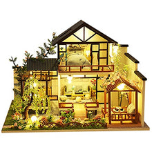 Load image into Gallery viewer, SYW 3D Wooden Assembled Dollhouse Kit DIY Miniature Chinese Style Courtyard Scene Building with Dust Cover and Music Creative Gift (with Cover)
