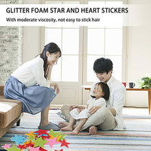 Load image into Gallery viewer, NUOBESTY 100pcs Star Heart Sticker Colorful Glitter Foam Stickers Self Adhesive Hearts Star Shapes for DIY Greeting Card Classroom Reward Arts Craft Supplies Random Pattern and Color
