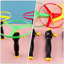 Load image into Gallery viewer, TOYANDONA 12pcs Flying Disc Launcher Toys Pull String Flying Saucers UFO Saucer Funny Outdoor Toys for Kids Children Park Outside Playing
