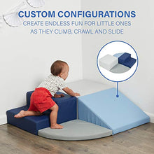 Load image into Gallery viewer, SoftScape Toddler Playtime Corner Climber, Indoor Active Play Structure for Toddlers and Kids, Safe Soft Foam for Crawling and Sliding (4-Piece Set) - Navy/Powder Blue, 11619-NVPB
