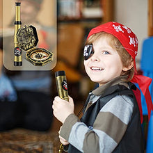 Load image into Gallery viewer, 2 Pieces Pirate Compass Toy Pirate Theme Party Supply Antique Captain Compass Toy Retro Telescope Toy Pirate Telescope and Compass Treasure Play for Pirate Cosplay Party Decor, Party Favors
