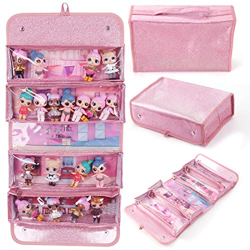 BELLEMID Storages & Display Case for Dolls Compatible with All LOL Surprise Dolls,Lol Doll Carrying Case Lol Storage Case Organizer Easy Carrying Storage Organizer Clear View Case for Christmas Gift(D