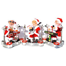 Load image into Gallery viewer, Christmas Santa Claus Resin Ornament Led Lighting Electric Toy with Music Standing Santa Claus Figurine Play Saxophone Santa Claus Electric Music Small Doll Christmas Decorations (Play Drums)
