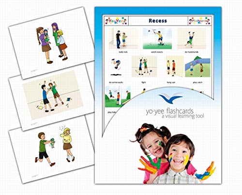Yo-Yee Flash Cards - Recess and Schoolyard Picture Cards - English Vocabulary Cards for Toddlers, Kids, Children and Adults - Including Teaching Activities and Game Ideas