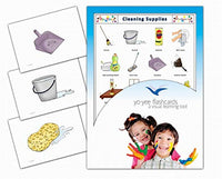 Yo-Yee Flash Cards - Cleaning Supplies Picture Cards in English for Toddlers, Kids, Children and Adults - Including Teaching Activities and Game Ideas