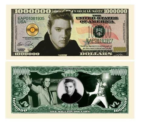 Elvis Presley Million Dollar Bill with Bill Protector