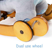 Load image into Gallery viewer, labebe - Baby Rocking Horse Wooden, Plush Rocking Animal, Toddler/Baby Rocker Toy for Nursery,Ride on Toy for Girl&amp;Boy 1-3 Years Old, 2 in 1 Elephant Rocking Horse Blue with Wheel,Kid Riding Horse/Toy
